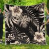 Hibiscus In Dark Premium Quilt A0  Quilt